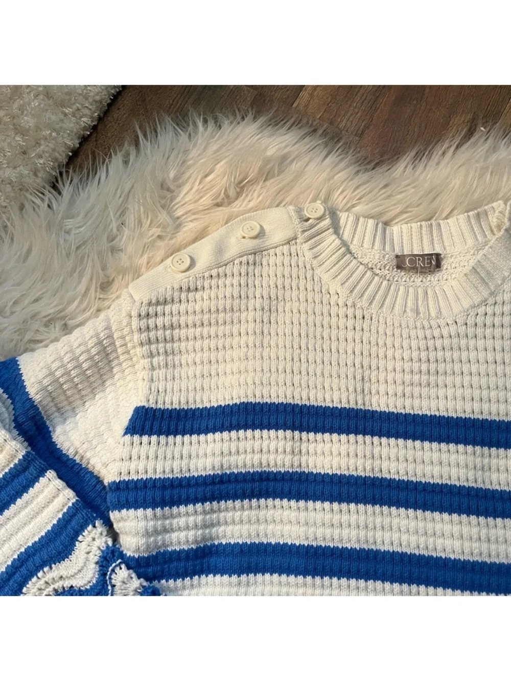 J.Crew Textured crewneck pullover sweater in stripe extra thick and chunky - Picture 6 of 11